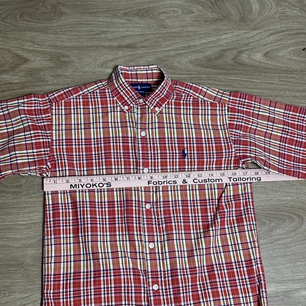 Polo Ralph Lauren Shirt Boys Size Medium 12/14 Plaid SS Button‎ Up Blue Pony
